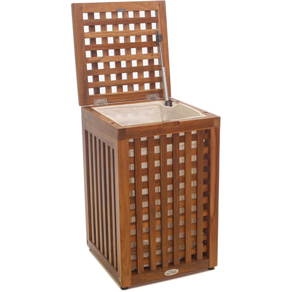 Aqua Teak Grate Wood Laundry Hamper Wayfair